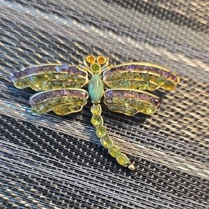VINTAGE GEMSTONE, DRAGONFLY BROOCH.
